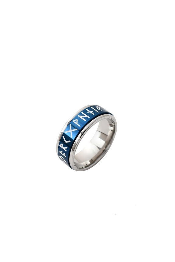 Three In One Rotating Ring With Viking Script Titanium Steel Nordic Jewelry Unisex Accessory For Everyday Wear