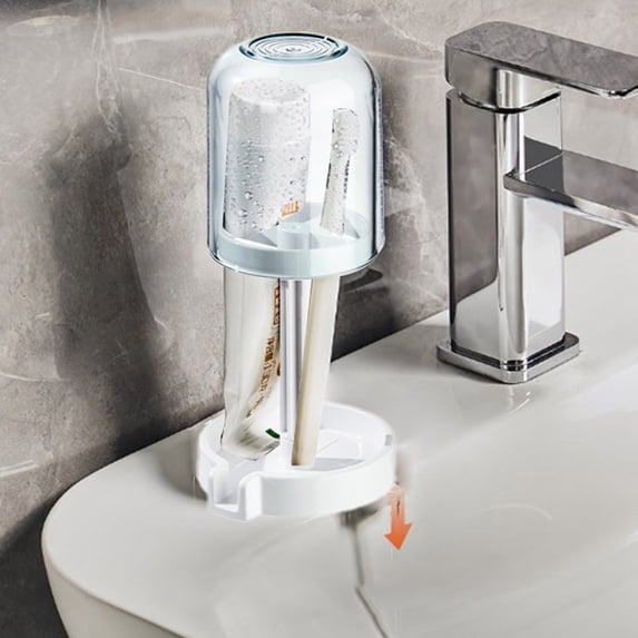 Three In One Toothbrush Cup Holder Tooth Cup Toothpaste Storage Rack Drainable Proof Toothbrush Storage Rack High-quality