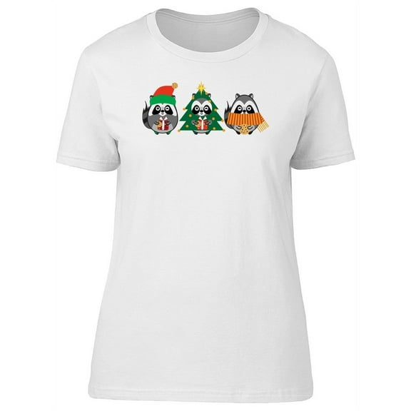 Three Kawaii Raccoons T-Shirt Women -Image by Shutterstock, Female Medium