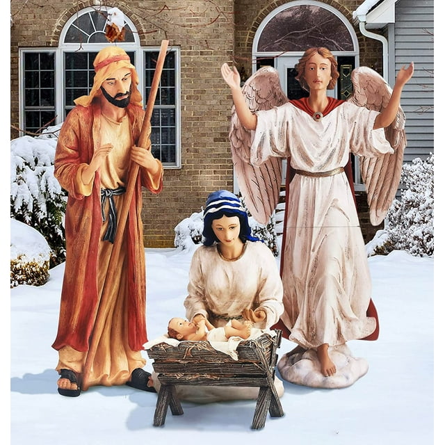 Three Kings Gifts - Holy Family Outdoor Nativity Set - 4 Piece Set ...