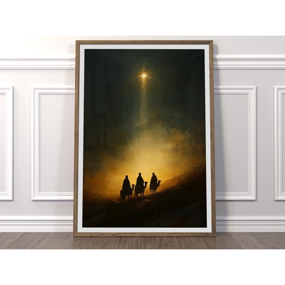 Three Kings Nativity Art Print, Star Of Bethlehem, Religious Kristmas Decor Warm Present Vintage UNFRAMED Poster Size 24x36