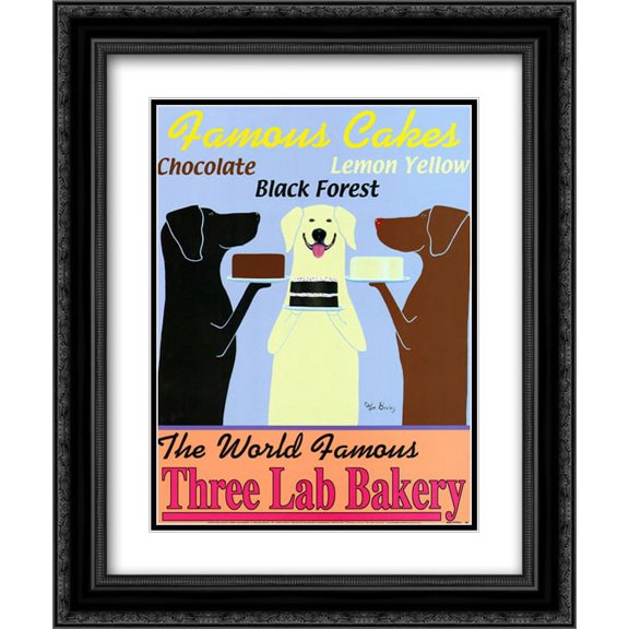 Three Lab Bakery 2x Matted 15x18 Black Ornate Framed Art Print by Ken Bailey