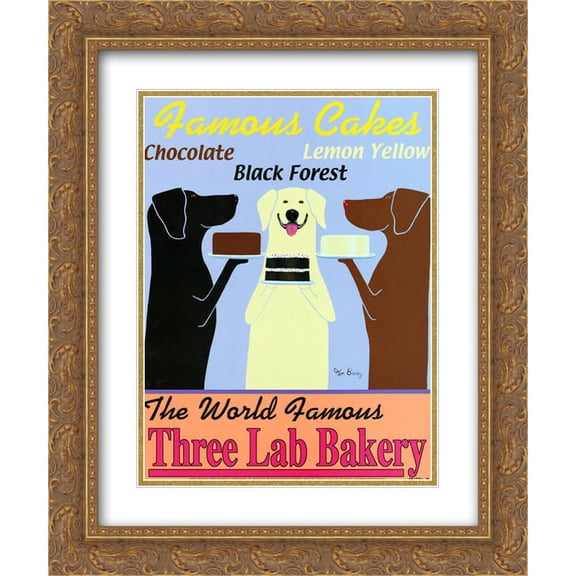 Three Lab Bakery 2x Matted 15x18 Gold Ornate Framed Art Print by Ken Bailey