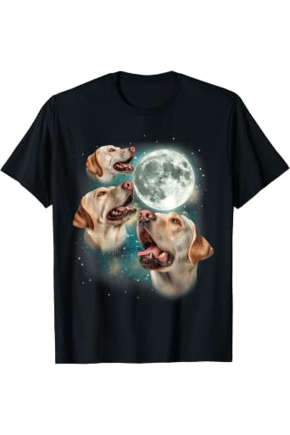 Three Labrador Retriever Moon | 3 Dogs Howling Moon Meme T-Shirt
