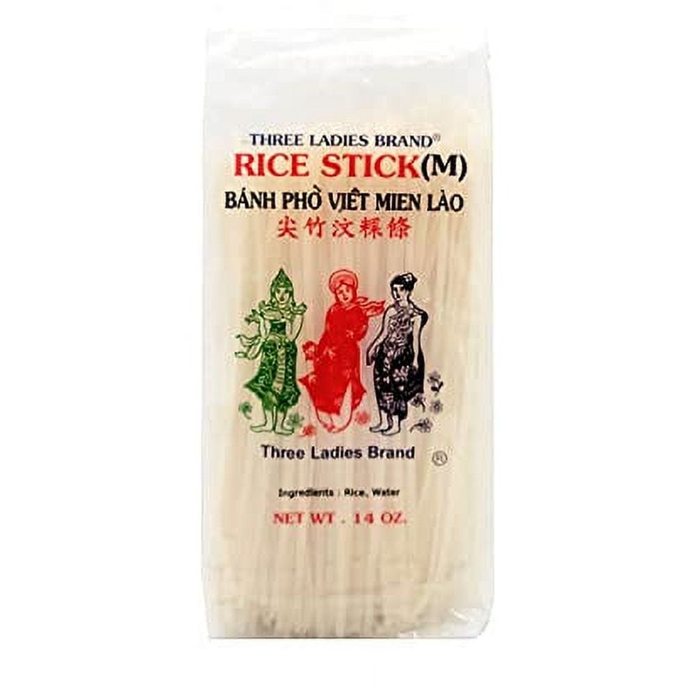Three Ladies Brand Rice Stick Noodle - 14 Oz. (Pack of 3 Bags) - SET OF 2