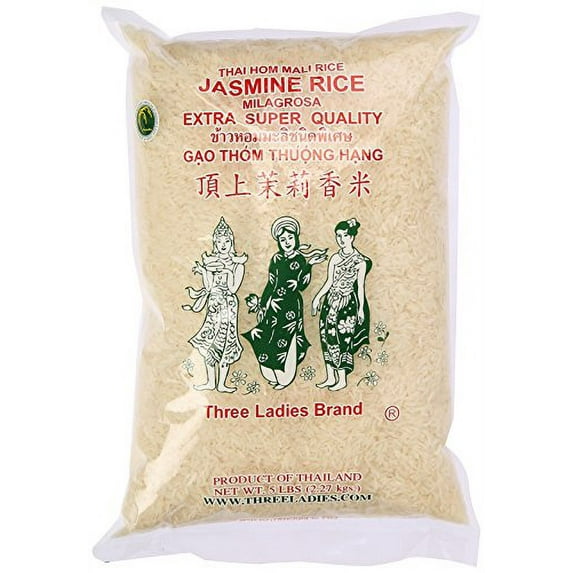 Three Ladies Jasmine Rice Long Grain 5 Pounds