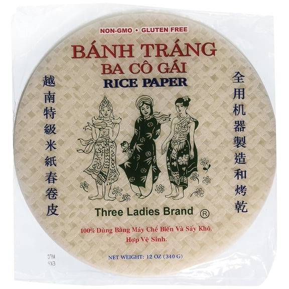 Three Ladies Spring Roll Rice Paper Wrappers Round 25cm (3pks)