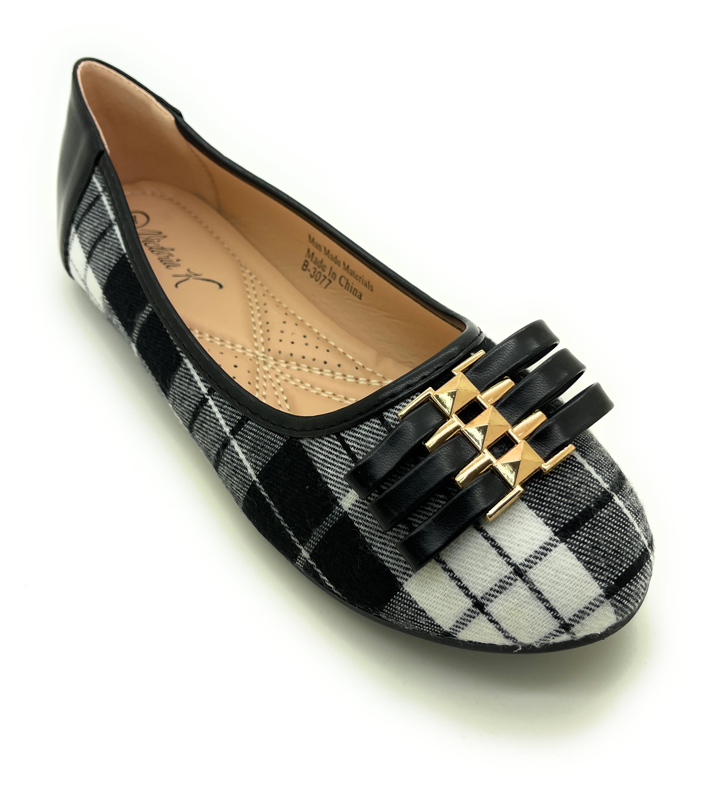 Three Lair Belted Plaid Ballerina Flats
