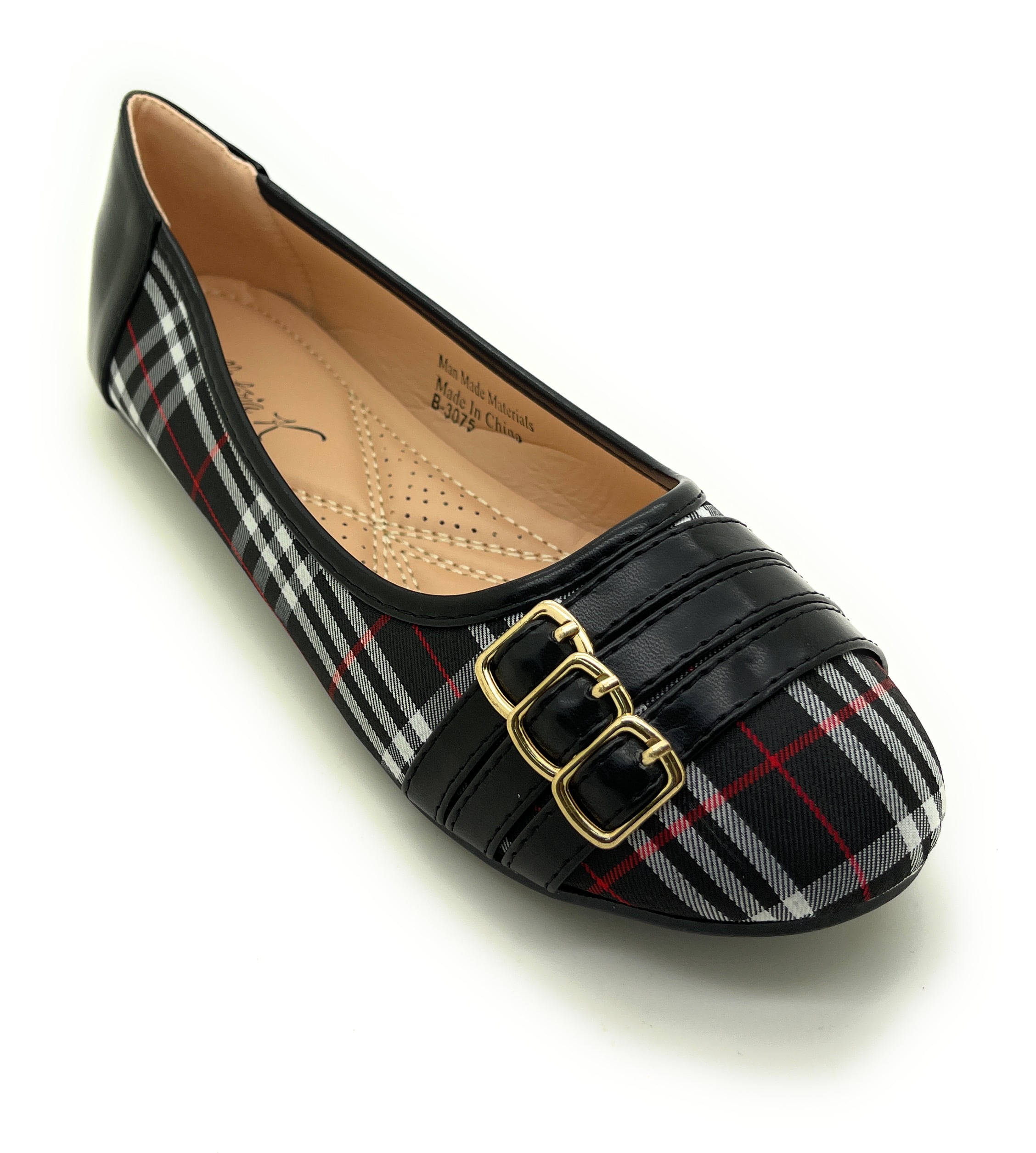 Womens plaid flats sales