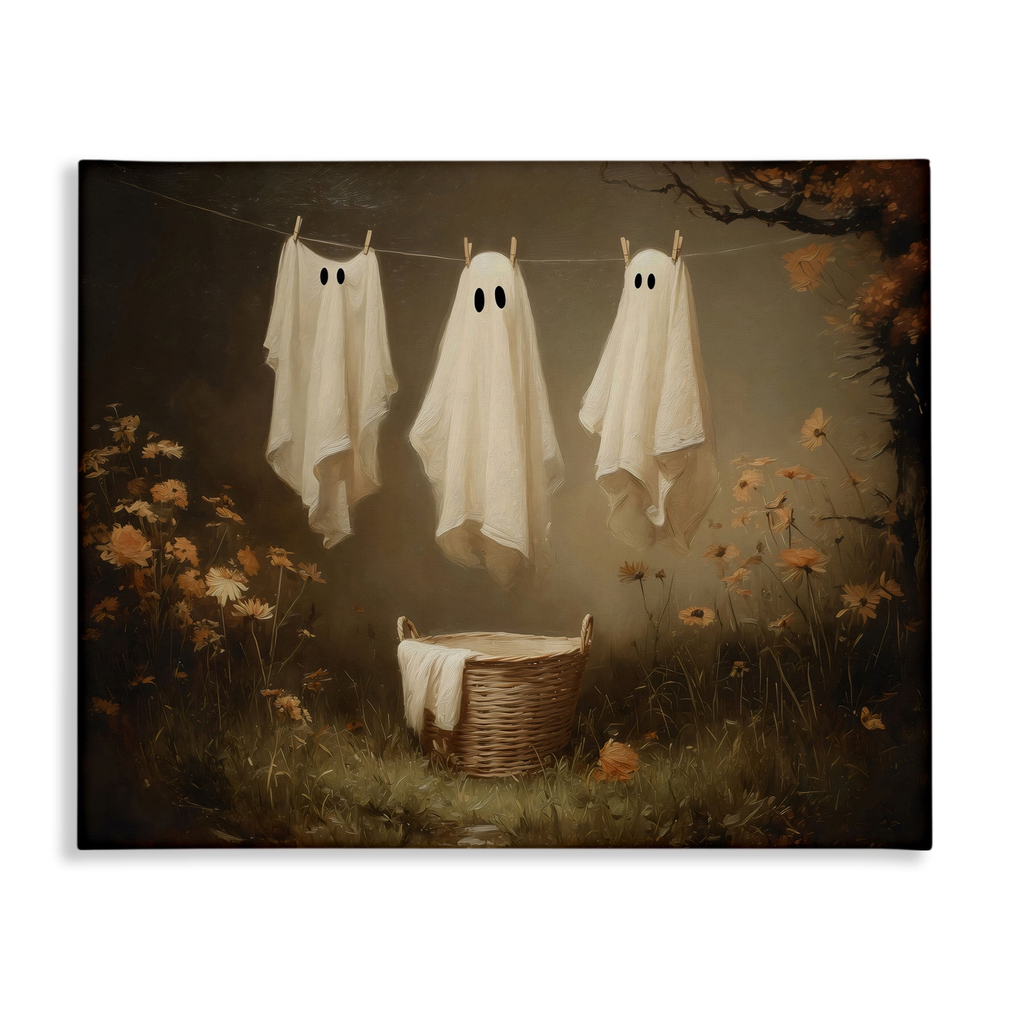 Three Laundry Ghosts Hanging Canvas Wall Art, design by Arlington Prints
