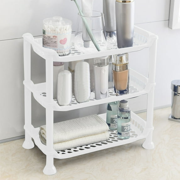 Three-Layer Bathroom and Kitchen Storage Rack - Multi-Layer Desktop Organizer for Bottles, Shampoo and Shower Gel with Drainage, Non-Slip Base, Tool-Free Assembly