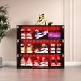 thumbnail image 1 of Three - Layer Black LED Shoe Box with LED Lights | Used for Sneaker Storage at Home | Expertly Constructed from Wood and Glass | Solves Shoe Storage and Protection Needs, 1 of 2