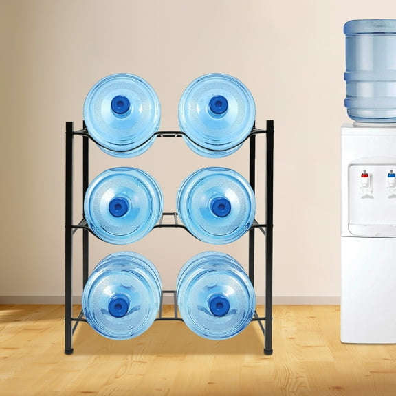 Three-Layer Black Steel Double-Row Bucket Rack High Load-Bearing (330 Lbs) Storage Rack