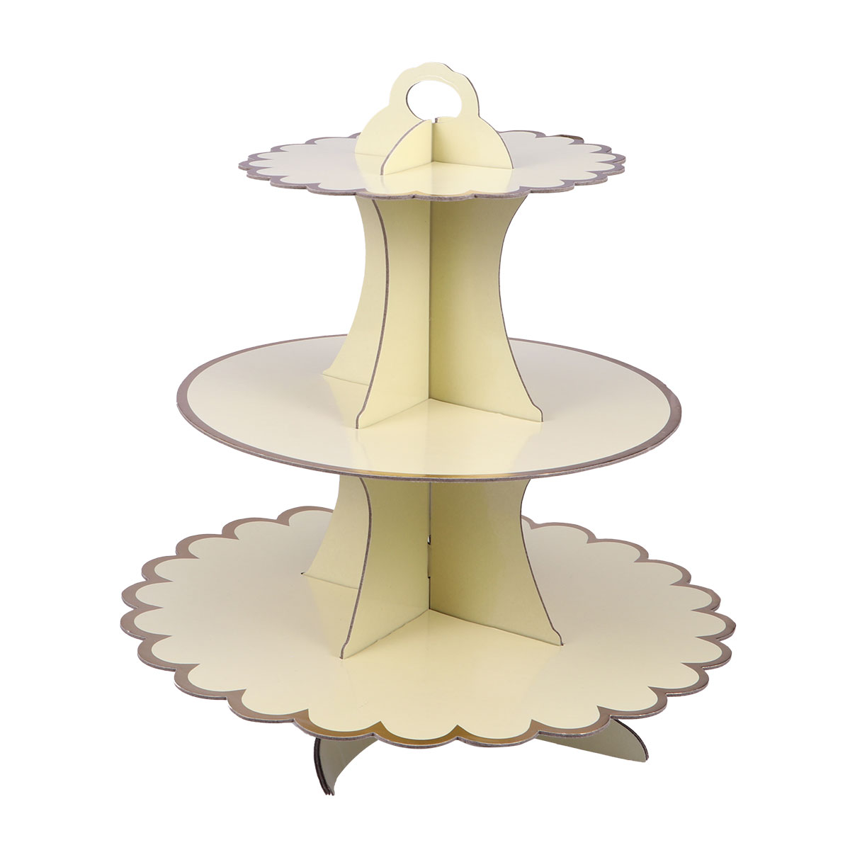 Three Layer Cake Stand Fruit Dessert Display Stand for Party Store Festival (Golden)