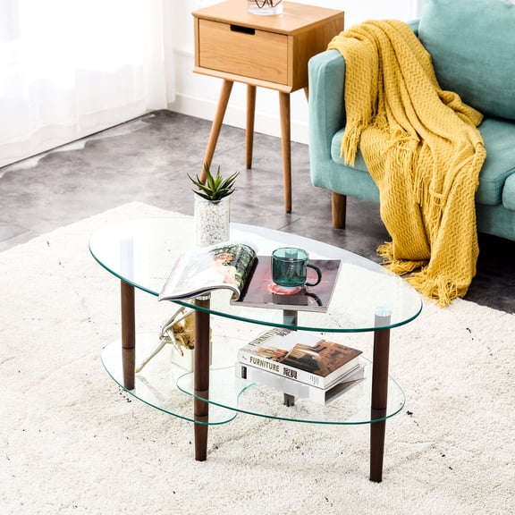 Three - Layer Construction - Showcase Floor and Carpet - Home Use - Sturdy Glass Coffee Table