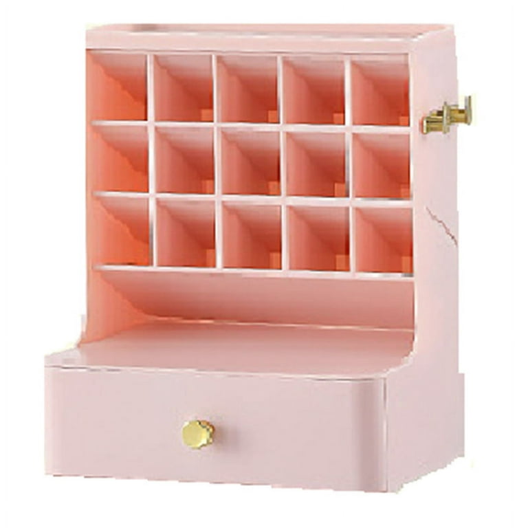 China Three-Layer Desktop Cosmetic Organizer Bathroom Big Capacity Cosmetic Box Women Jewelry Drawer Case A, Size: 15.5, Pink