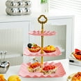 thumbnail image 1 of Three-Layer Fruit Serving Tray Stand | Multi-Layer Dessert, Candy & Snack Display | Heavy-Duty, Easy Assembly | For Wedding, Party, KTV, Living Room | 13.38x9.84in | Green, White, Pink | 1pc, 1 of 6