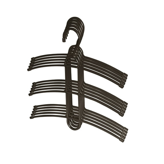 Three-Layer Herringbone Hanger Coffee Color,Multiple Shirt Hangers In One Space Saving Plastic 5 Pack Durable Multi Functional Non Slip Clothes Hangers Closet Organizers for Coats
