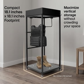 Three-Layer Police Gear Rack, Tactical Gear Stand for Police Office, Powder-Coated Iron Frame Police Gear Stand with Upper Storage Tray