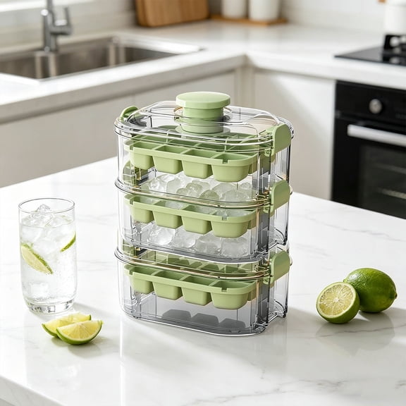 Three Layer Press Ice Pack with Odor Free Storage Design and Easy Demolding Structure, Ice Maker with Food Grade Materials for Homemade Ice Preparation and Chilling
