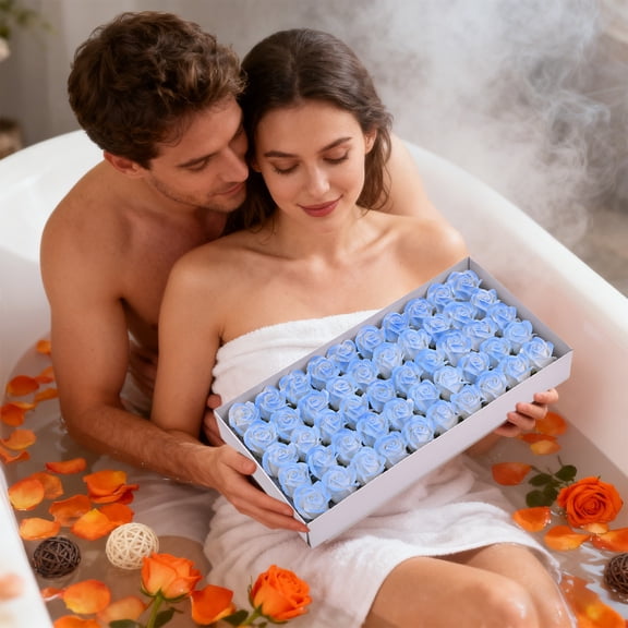 Three Layer Rose Soap Flower Spray, Gift Box with 50pcs Soap Flowers, Elegant Bouquet for Weddings, Birthdays, and Home Decor, Long-Lasting Floral Arrangement for Various Occasions