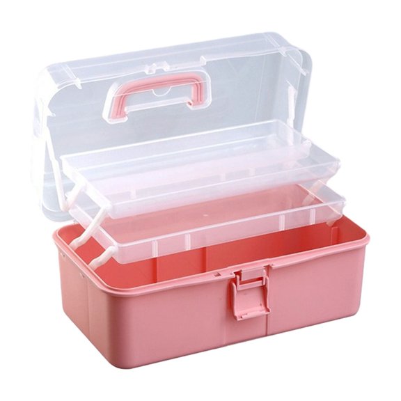 Three-Layer Storage Organizers Large Capacity Storage Box Practical Plastic Tool Box with Handle for Paints and
