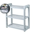 thumbnail image 1 of Three-Layer Storage Rack, Multifunctional Storage Rack Hollow Shelf Rack Adjustable Sundries Organizer for Kitchen Office(Gray), 1 of 6