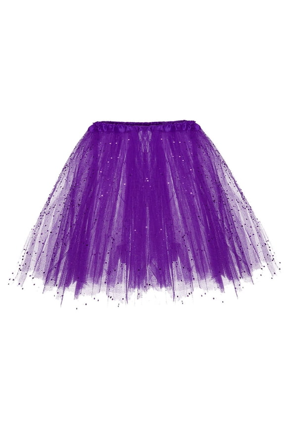 Three Layer Tutu Skirt Adult Half Shaggy Skirt Highlights Glitter Hot Club Basic Leisure Dailywear