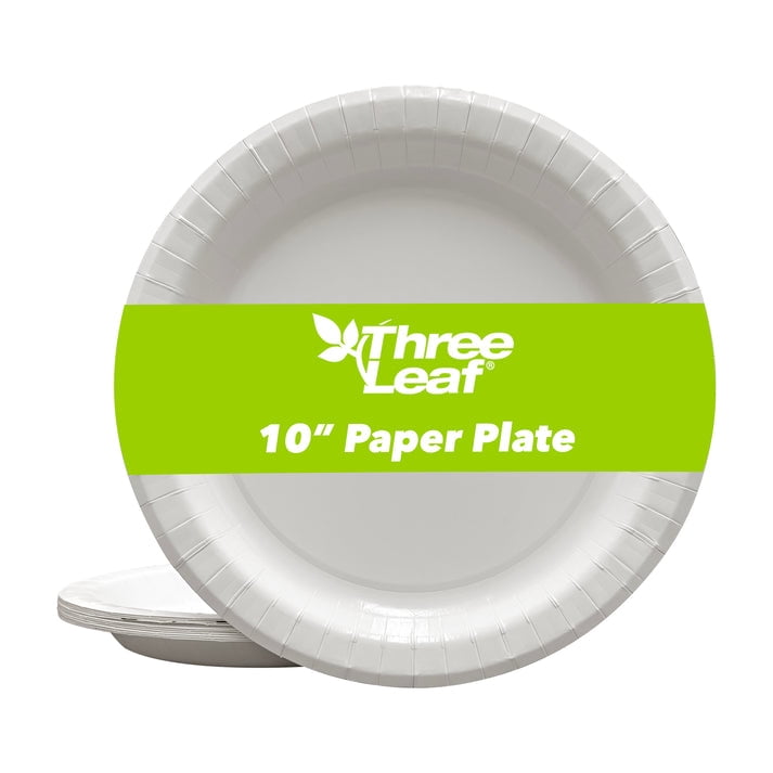 Three Leaf 10" Paper Plates, 240 Ct. (24 Packs Of 10) - White