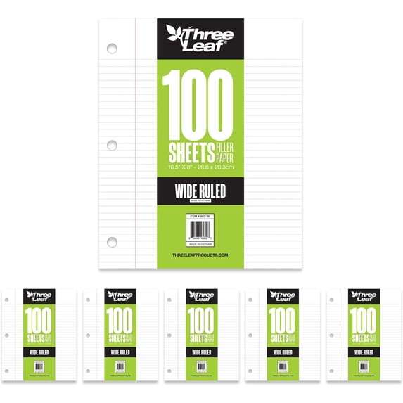 Three Leaf 100 Sheets Wide Ruled Filled Paper, Pack Of 6, High-Quality ...