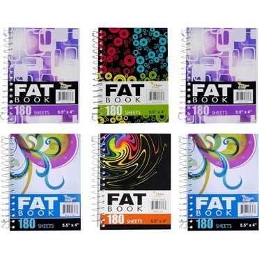 Three Leaf 180 Ct. 5-1/2 X 4, Fat Book, Pack Of 6, Writing Notebooks, Travel Writing Notebooks, Journal Notepad for Office, Study and Notes