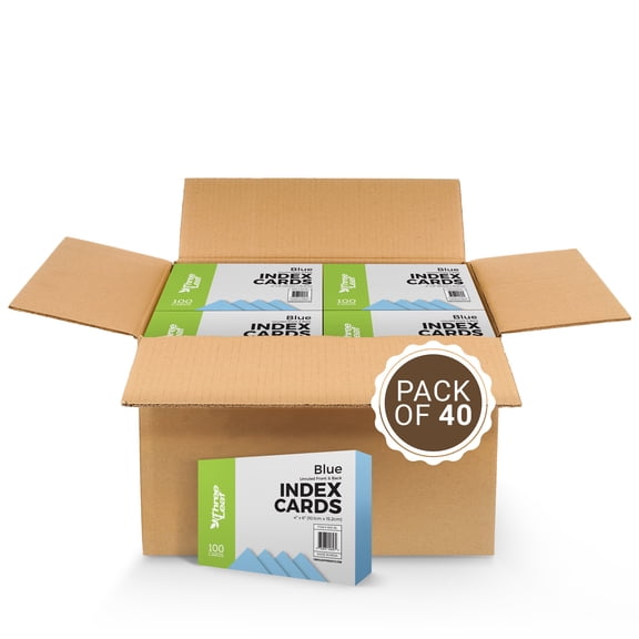 Three Leaf 4 X 6, Index Cards Unruled, 4000 Ct. (100 X 40) Blue, Blank Flash Cards, Study Card, Memo Pad, For To-Do List, Art And Craft Projects