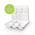 thumbnail image 1 of Three Leaf 5-Compartment Biodegradable Sugarcane Meal Trays with Lids, Pack of 200, Microwave-Safe Disposable, 1 of 7
