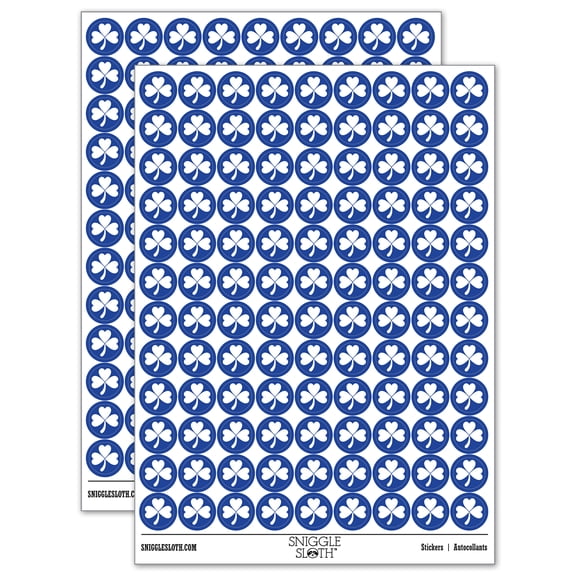Three Leaf Clover Shamrock 200+ Round Stickers - Dark Blue - Gloss Finish - 0.50" Size