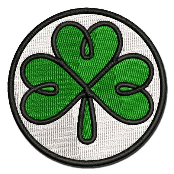Three Leaf Clover Shamrock Tribal Celtic Knot Applique Multi-Color Embroidered Iron-On Patch - 2.0 Inch Mini