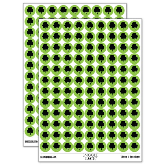 Three Leaf Clover Solid 200+ Round Stickers - Light Green - Matte Finish - 0.50" Size
