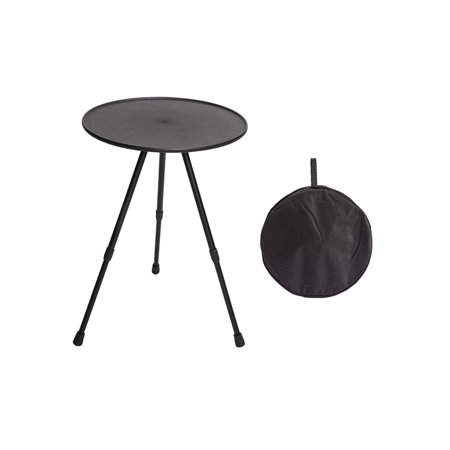 Three Legged Round Table Foldable Furniture Lightweight Stable Height Adjustable Multifunction Stable for Garden Fishing Backpacking Picnic black