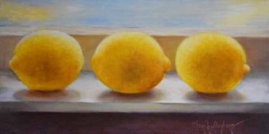 Three Lemons Canvas Art - Cheri Wollenberg (10 x 20)