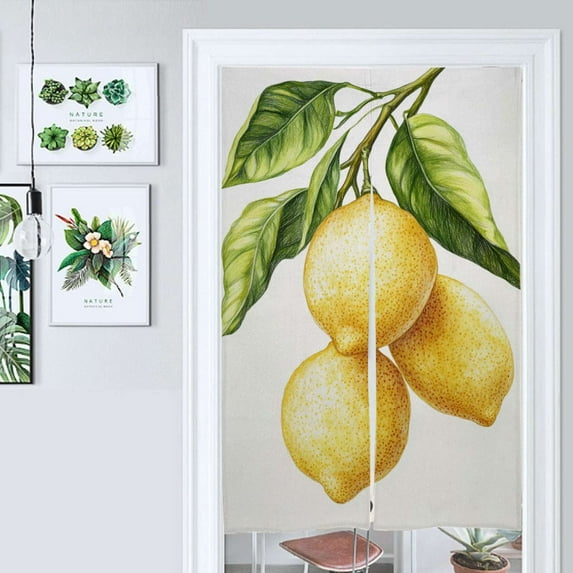 Three Lemons With Leaves Door Curtain Nordic Living Room DoorCurtain Porch Partition Curtain Kitchen Rative Half Curtain
