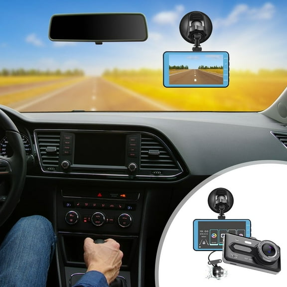 Three Lens Car Driving Recorder Dash Cam, 1080P Front, Rear and Cabin Recording, Night Vision, Loop Recording, Parking Monitor, Compact HD Vehicle Camera for Safety