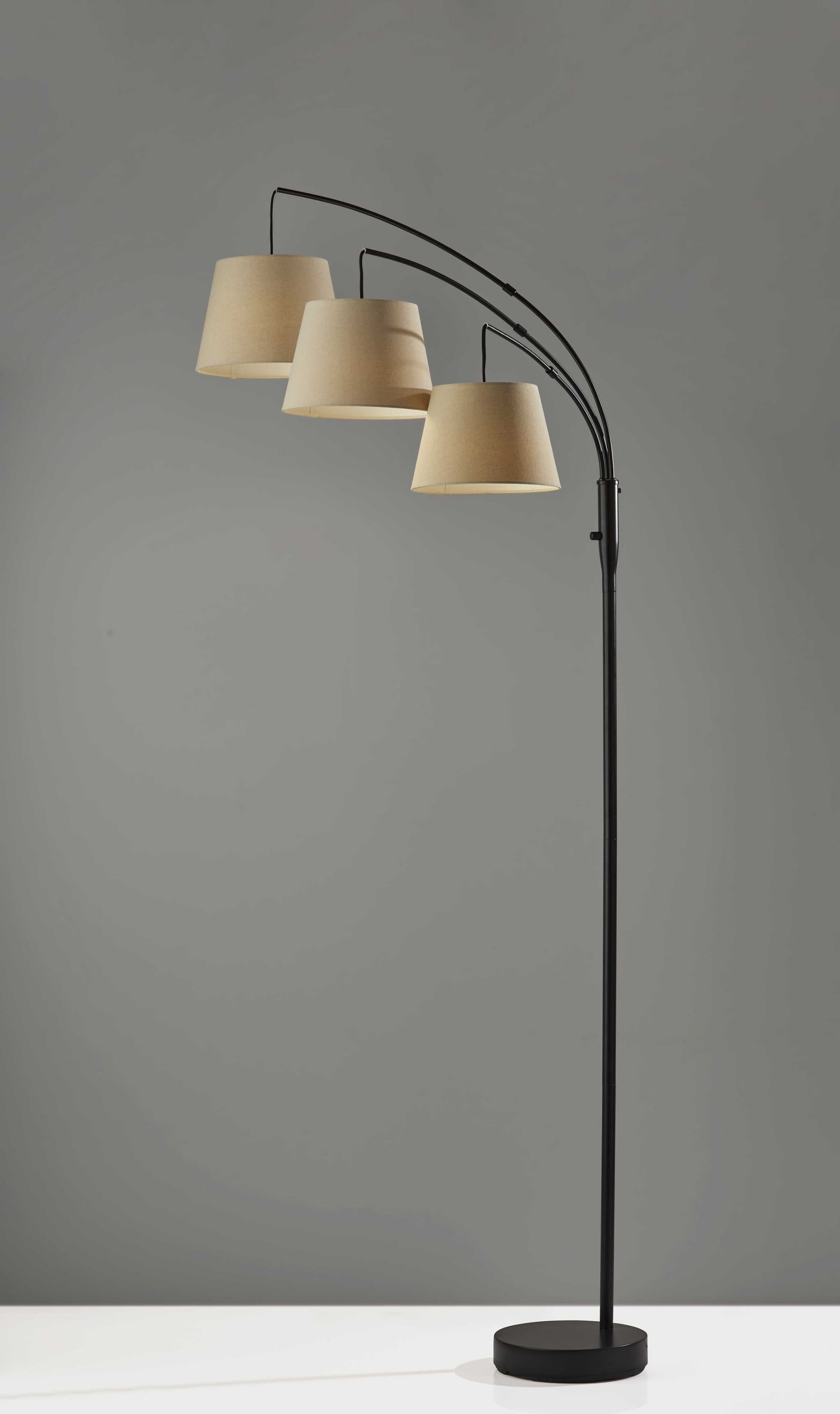 Elegant Antique Bronze Adjustable 3-Arm Arc Floor Lamp