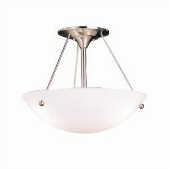 Three Light Brushed Nickel Bowl Semi-Flush Mount