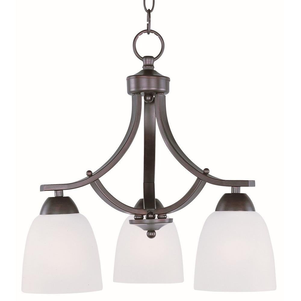 Oil Rubbed Bronze Mini 3-Light Chandelier with Frosted Glass Shades