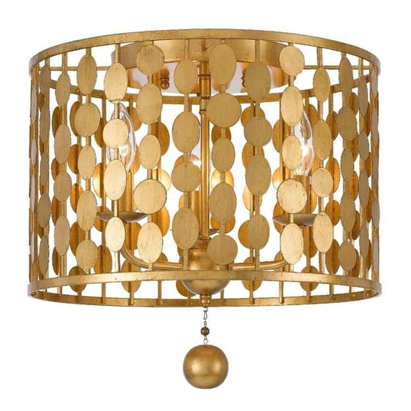 Three Light Flush Mount in Classic Style 15 inches Wide By 13.78 inches High-Antique Gold Finish Bailey Street Home 49-Bel-1834471