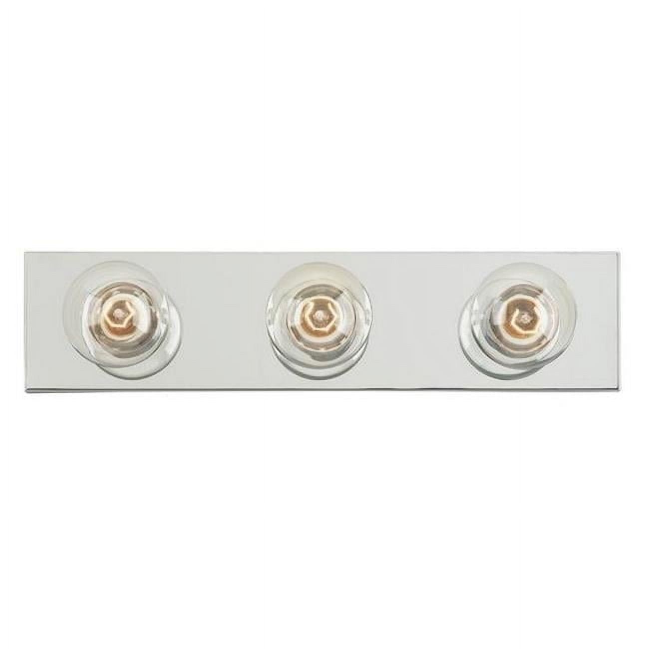 Chrome 3-Light Bathroom Bar Fixture with Clear Glass Shades