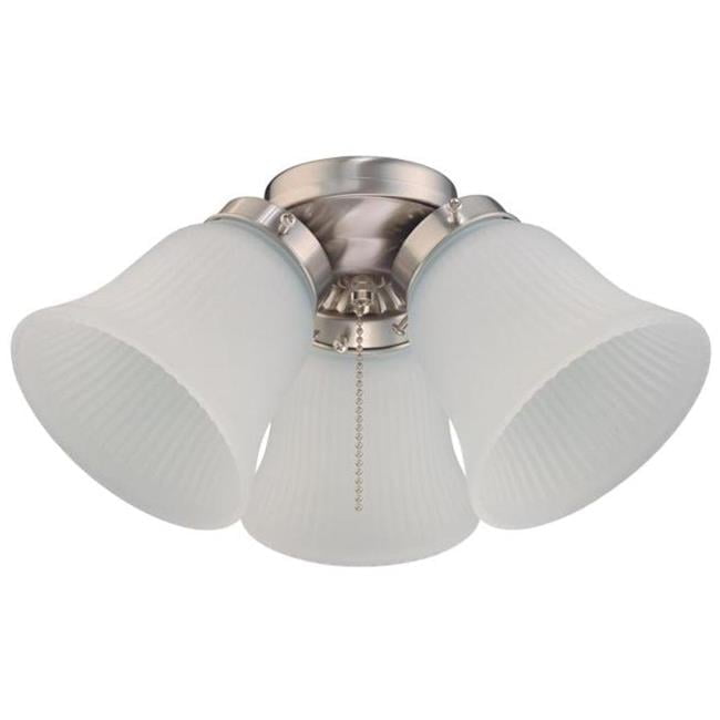 Brushed Nickel Frosted Glass 3-Light Cluster Ceiling Fan Kit