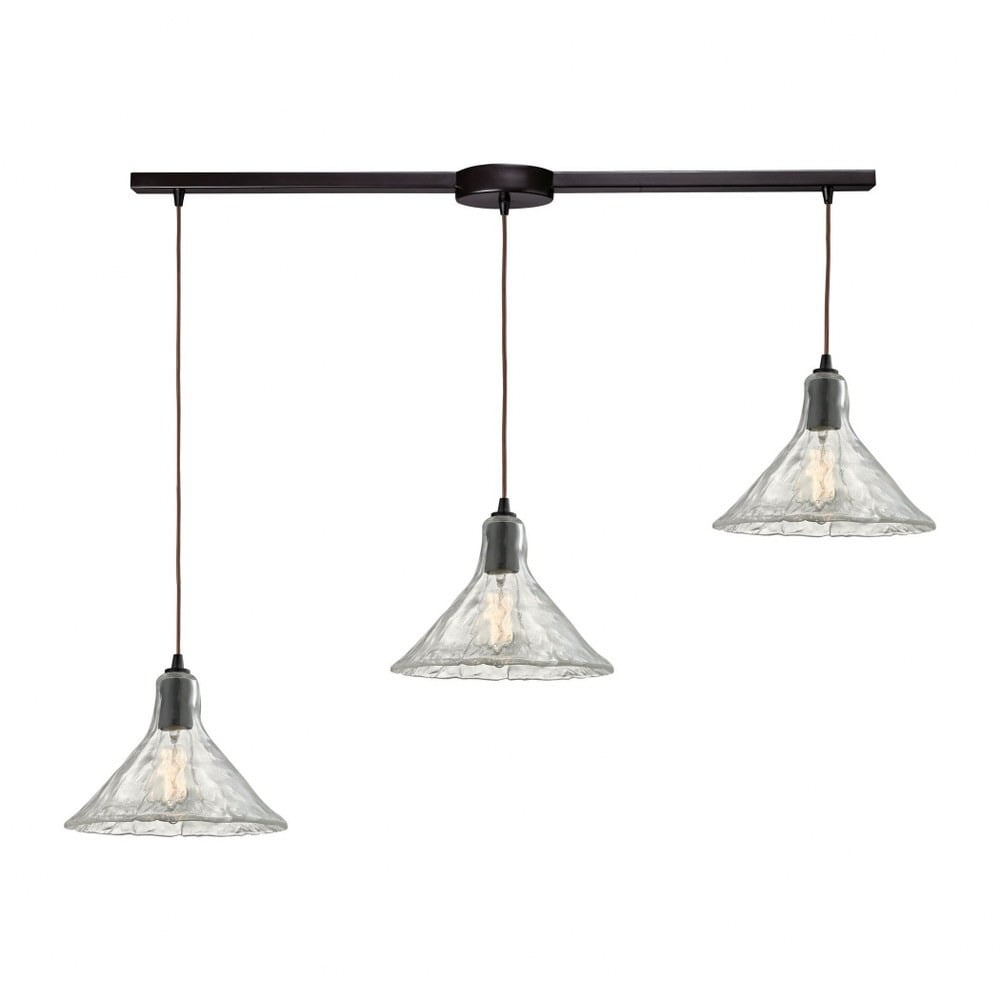 Oil Rubbed Bronze 3-Light Glass Island Pendant