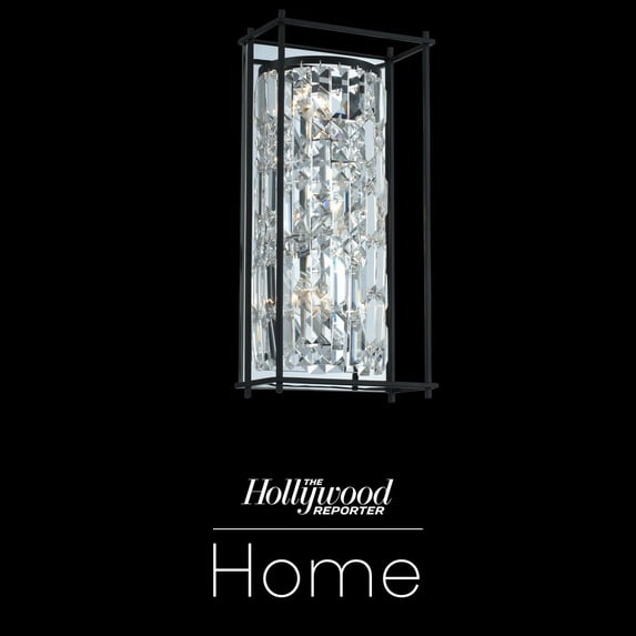036121-052-FR001-Allegri Lighting-Joni - Three Light Medium Wall sconce Matte Black Chrome Finish with Firenze Crystal