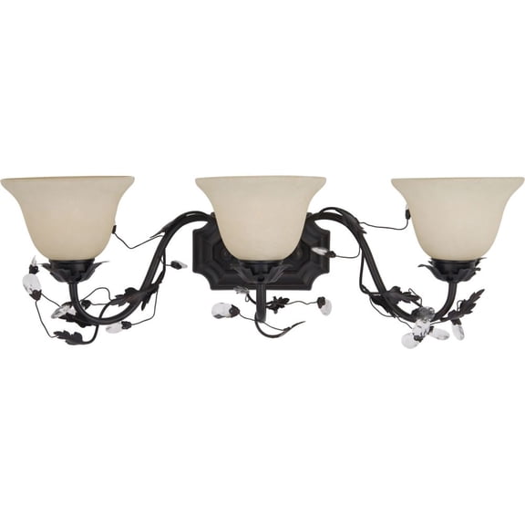Three Light Oil Rubbed Bronze Frosted Ivory Glass Vanity