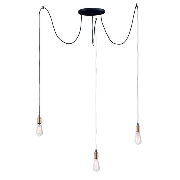 12123BKAB Maxim Lighting Early Electric-Three Light Pendant-11.75 Inches wide by 3.25 inches high